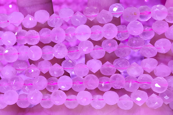 CCB1635 15 inches 6mm faceted teardrop rose quartz beads