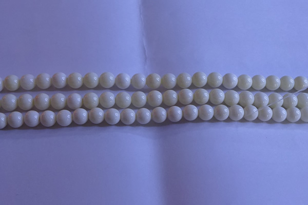 CCB301 15.5 inches 6mm round white coral beads wholesale