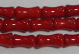 CCB51 15.5 inches 6*10mm bamboo shape red coral beads Wholesale