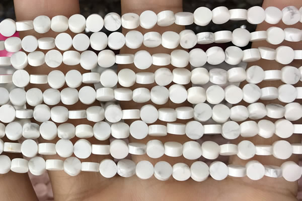 CCB510 15.5 inches 4mm coin white howlite beads wholesale