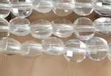 CCB530 15.5 inches 4mm faceted coin white crystal beads