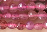 CCB532 15.5 inches 4mm faceted coin strawberry quartz beads