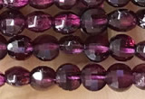 CCB537 15.5 inches 4mm faceted coin purple garnet beads wholesale