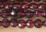 CCB538 15.5 inches 4mm faceted coin red garnet beads wholesale