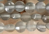 CCB541 15.5 inches 4mm faceted coin grey moonstone beads