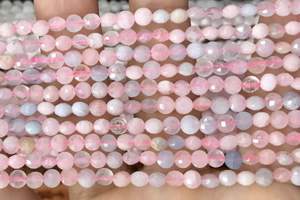 CCB544 15.5 inches 4mm faceted coin morganite gemstone beads