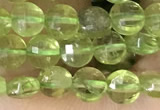 CCB547 15.5 inches 4mm faceted coin peridot gemstone beads