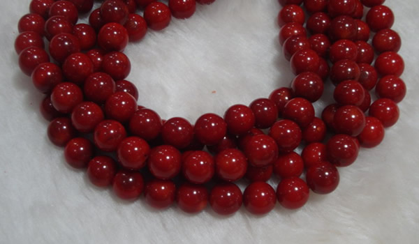 CCB56 15.5 inches 9-10mm round red coral beads Wholesale