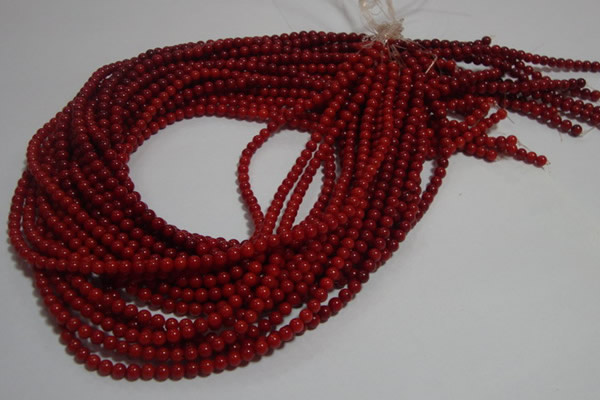 CCB60 15.5 inches 4mm round red coral beads Wholesale