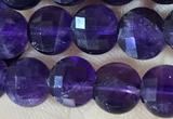 CCB601 15.5 inches 6mm faceted coin natural amethyst beads wholesale