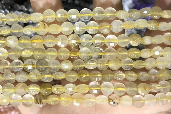 CCB611 15.5 inches 6mm faceted coin citrine gemstone beads