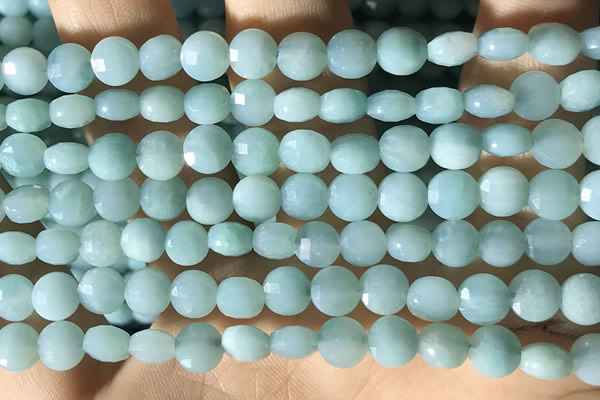 CCB620 15.5 inches 6mm faceted coin amazonite gemstone beads