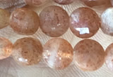 CCB628 15.5 inches 6mm faceted coin natural sunstone gemstone beads