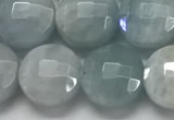 CCB680 15.5 inches 10mm faceted coin aquamarine gemstone beads