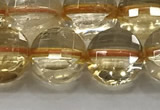 CCB686 15.5 inches 10mm faceted coin citrine gemstone beads