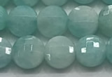 CCB701 15.5 inches 6mm faceted coin amazonite gemstone beads