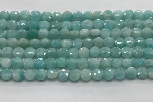 CCB701 15.5 inches 6mm faceted coin amazonite gemstone beads