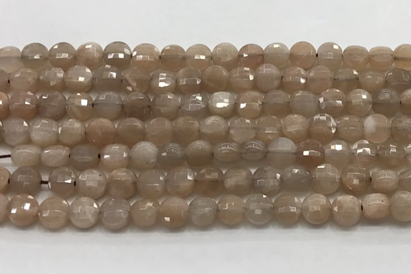 CCB705 15.5 inches 6mm faceted coin moonstone gemstone beads