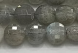 CCB706 15.5 inches 6mm faceted coin labradorite gemstone beads