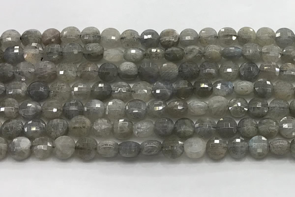 CCB706 15.5 inches 6mm faceted coin labradorite gemstone beads