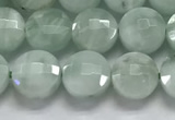 CCB708 15.5 inches 6mm faceted coin green angel skin gemstone beads