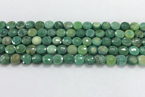 CCB709 15.5 inches 6mm faceted coin grass agate gemstone beads