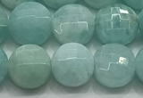 CCB721 15.5 inches 8mm faceted coin amazonite gemstone beads