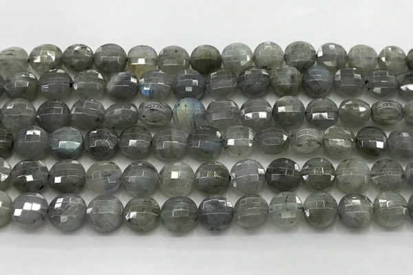 CCB726 15.5 inches 8mm faceted coin labradorite gemstone beads