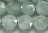 CCB729 15.5 inches 8mm faceted coin green angel skin gemstone beads