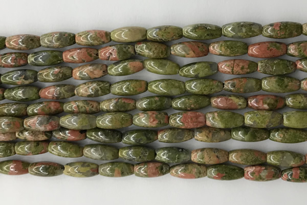 CCB816 15.5 inches 5*12mm rice unakite gemstone beads wholesale