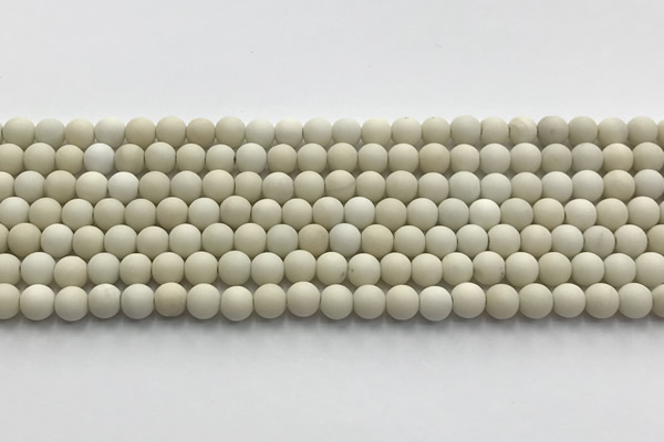 CCB824 15.5 inches 6mm round matte ivory jasper gemstone beads wholesale