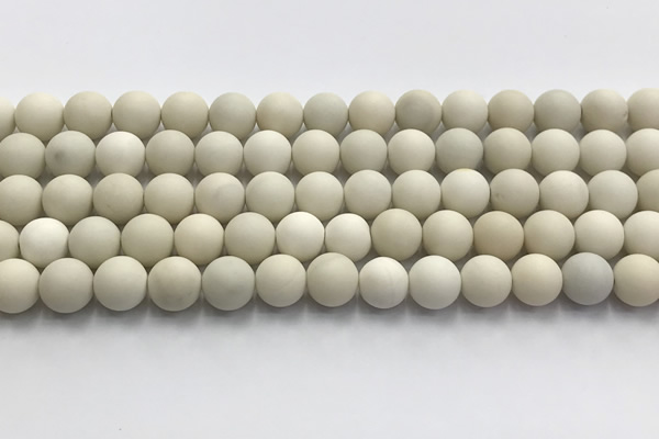 CCB826 15.5 inches 10mm round matte ivory jasper gemstone beads wholesale