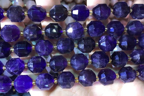 CCB851 15.5 inches 11*12mm faceted amethyst beads wholesale