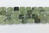 CCB886 11*15mm-12*16mm faceted cuboid green rutilated quartz beads wholesale