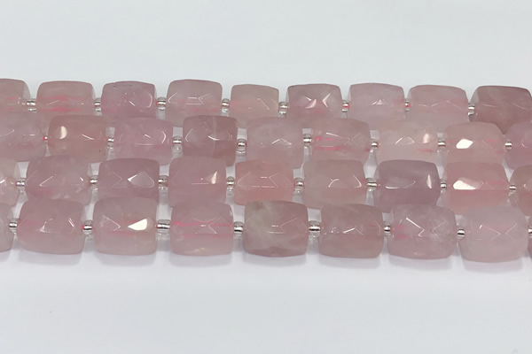 CCB888 11*15mm-12*16mm faceted cuboid rose quartz beads wholesale