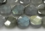 CCB903 15.5 inches 8*8mm faceted square labradorite beads