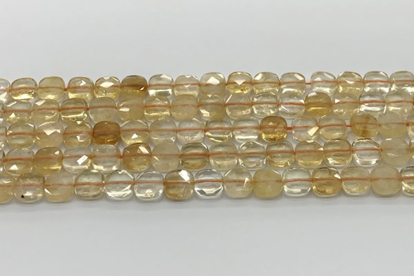 CCB907 15.5 inches 8*8mm faceted square citrine beads