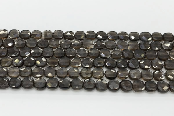 CCB908 15.5 inches 8*8mm faceted square smoky quartz beads