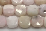 CCB909 15.5 inches 8*8mm faceted square pink opal beads