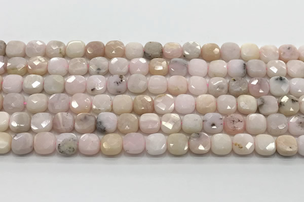 CCB909 15.5 inches 8*8mm faceted square pink opal beads