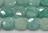 CCB910 15.5 inches 8*8mm faceted square amazonite beads