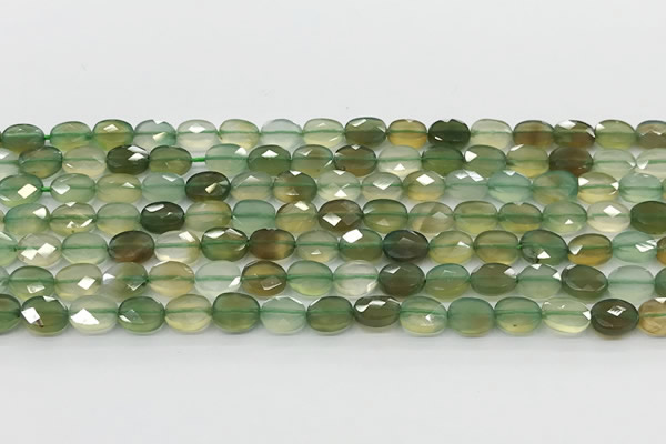 CCB917 15.5 inches 6*8mm faceted oval green agate beads