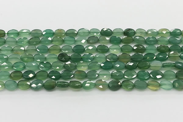 CCB918 15.5 inches 6*8mm faceted oval green agate beads