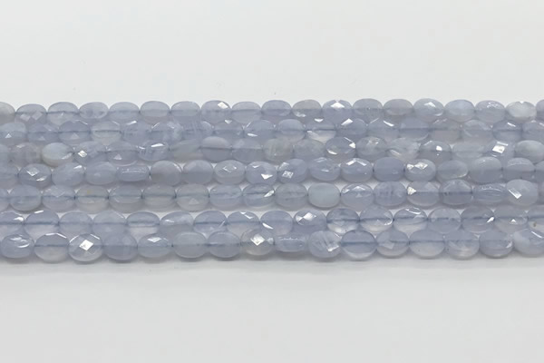 CCB921 15.5 inches 6*8mm faceted oval blue lace agate beads