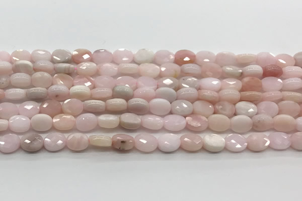 CCB923 15.5 inches 6*8mm faceted oval pink opal beads