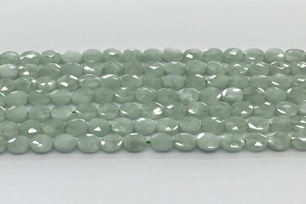 CCB924 15.5 inches 6*8mm faceted oval green angel skin beads