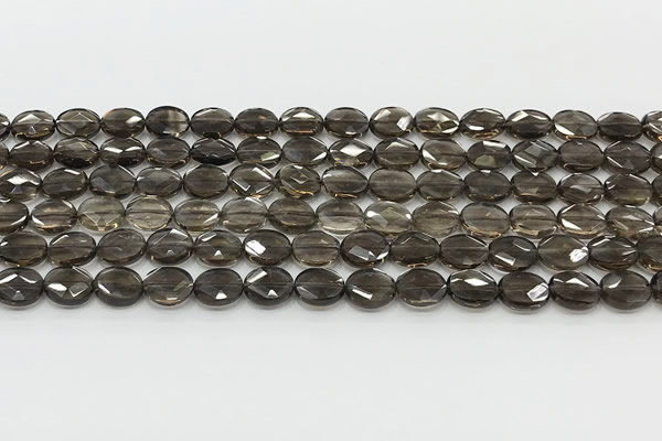 CCB932 15.5 inches 8*10mm faceted oval smoky quartz beads