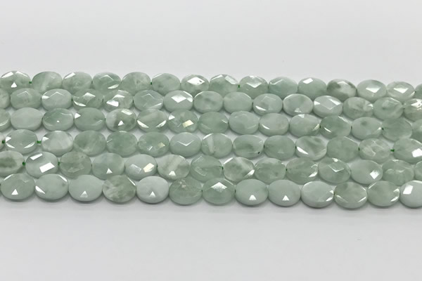 CCB934 15.5 inches 8*10mm faceted oval green angel skin beads