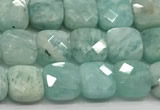 CCB975 15.5 inches 6*6mm faceted square amazonite  beads