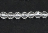 CCC242 15.5 inches 4mm faceted round AB grade natural white crystal beads